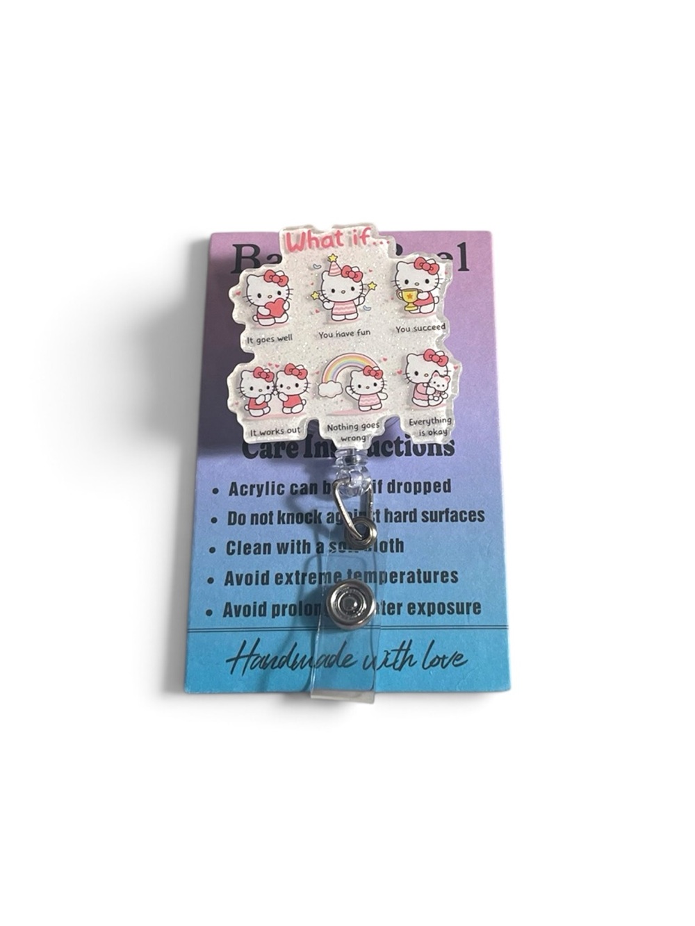 Hello Kitty Pink Badge Reel ID Holder